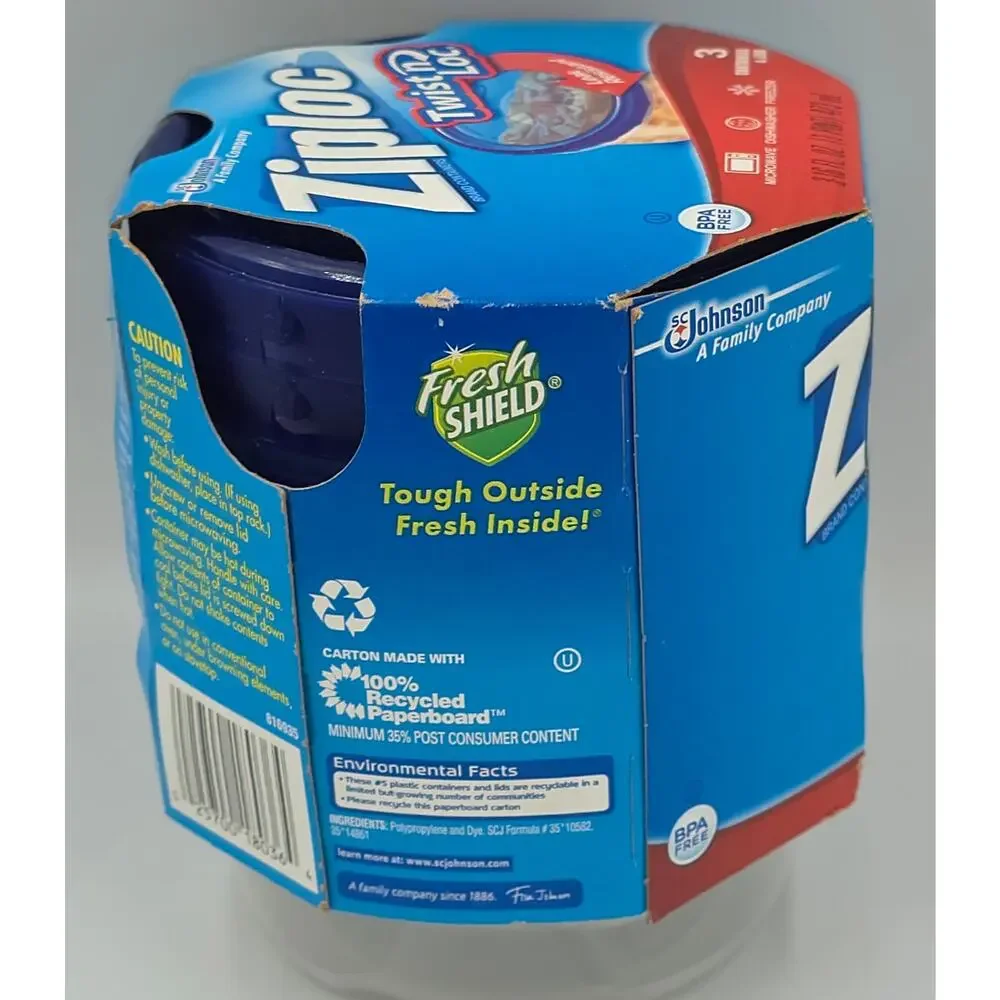 NEW Ziploc Twist n Lock Loc 3 Pack Small Round Plastic Containers Lids 16oz
